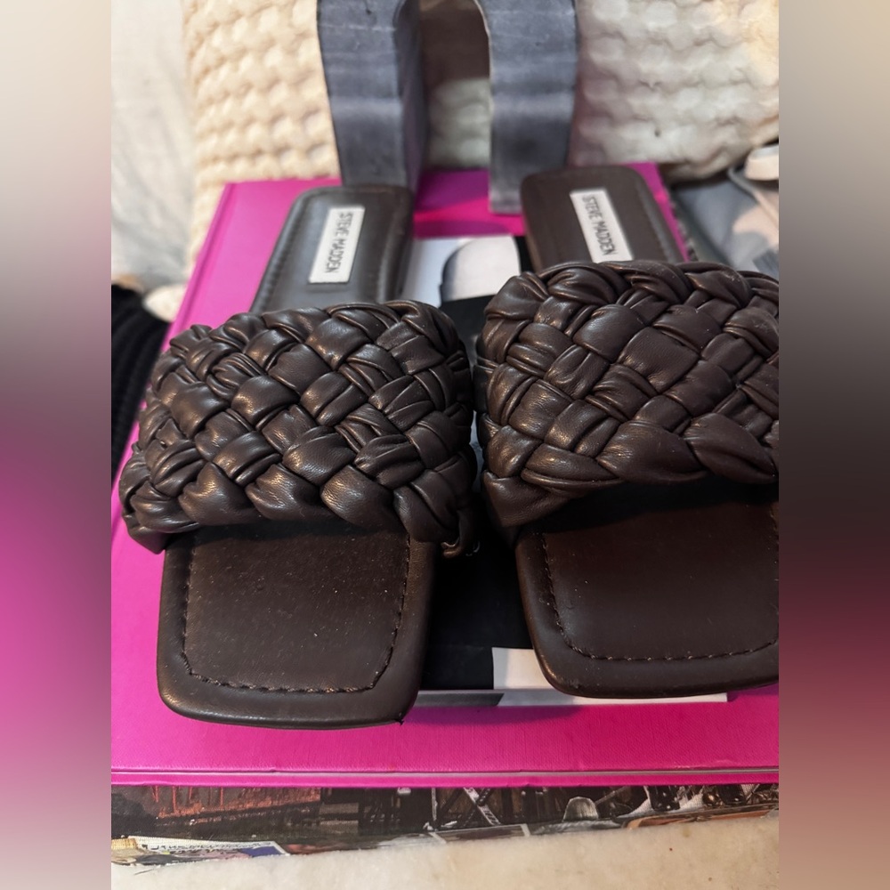 Steve Madden Dark Brown Braided Sandals